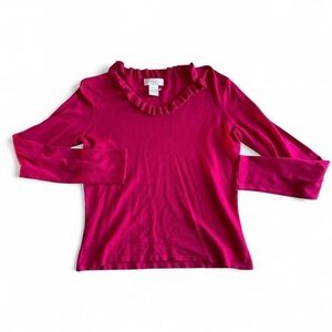 Worthington Fuchsia Ruffled Neck Sweater